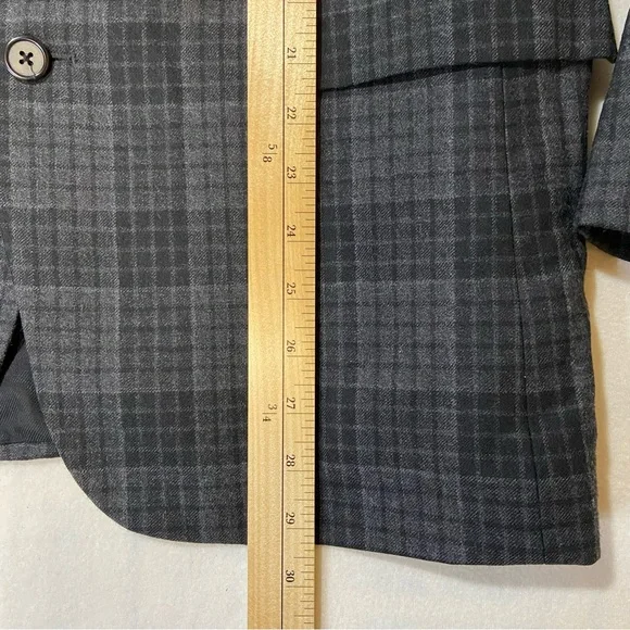 VINCE Mens Wool Plaid Gray & Black Blazer Size 38